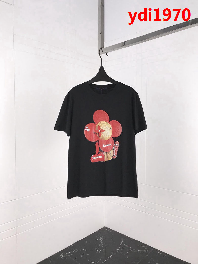 LV路易威登 Lv X SuP聯名款 19早春新款 太陽花趣味公仔印花 絲光棉短袖 情侶款 ydi1970