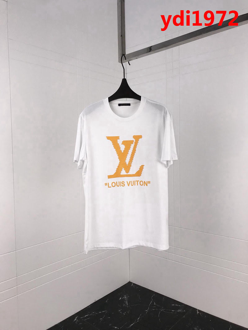 LV路易威登 19早春新款 大LV字母印花 白色純棉 男款短袖 ydi1972