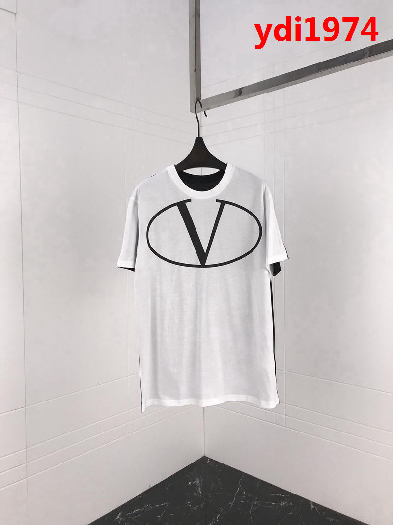 VALENTINO華倫天奴 19ss新款 前後拼色 大字母印花 純棉白色短袖 男女同款 ydi1974