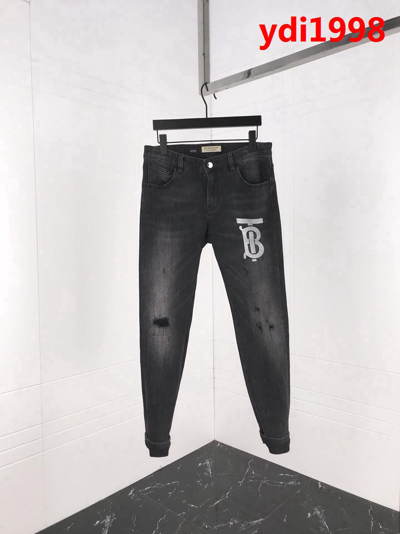BURBERRY巴寶莉 18ss秋冬新款牛仔褲 黑灰色 洗水做舊磨破 ydi1998