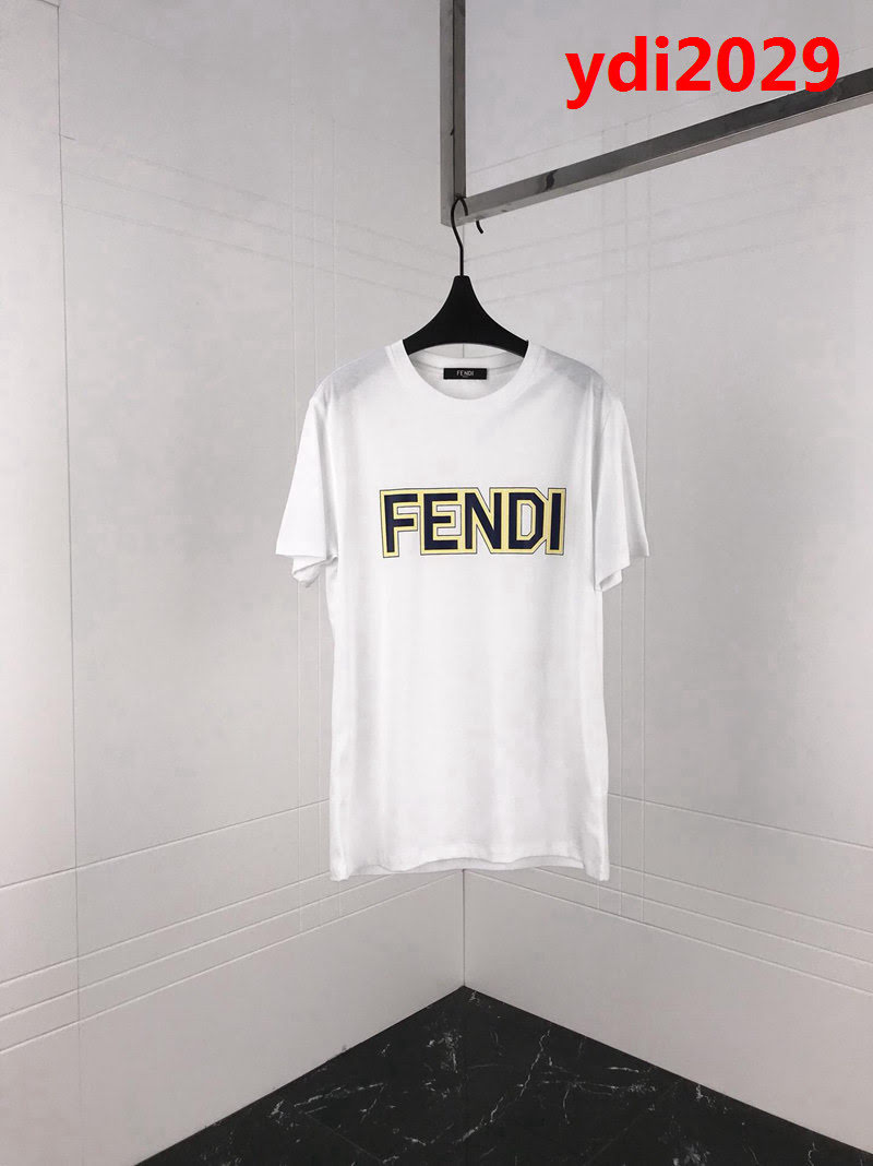 FENDI芬迪 19FW春夏新款短袖 黃色包邊Fendi字母印花 定制面料 簡約百搭款 高版本情侶款 ydi2029