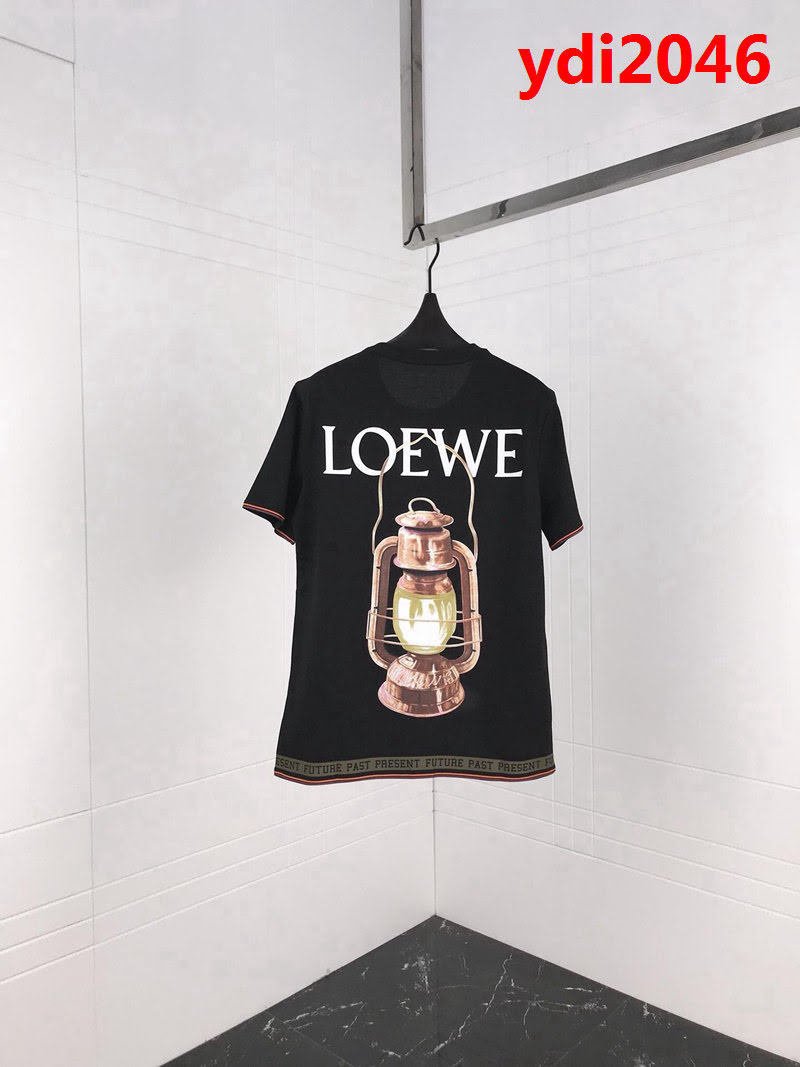 LOEWE羅意威 18秋冬新款短袖 黑色油燈logo 數碼直噴工藝 定制面料 高版本情侶款 ydi2046