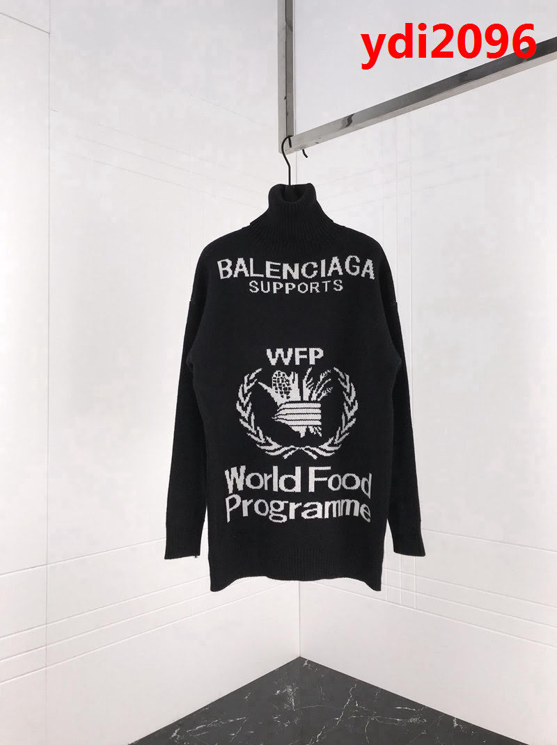 BALENCIAGA巴黎世家 18秋冬新款 WFP worldfoodProgramme系列 高領針織毛衣 面料厚實 高版本三標齊情侶款 ydi2096