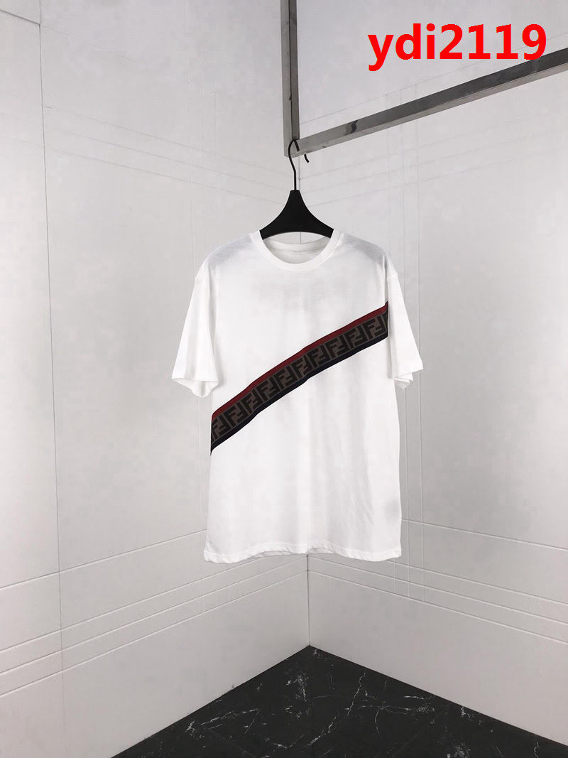 FENDI芬迪 19ss roma系列 定制復古織帶 ins爆款 白色男短袖 ydi2119