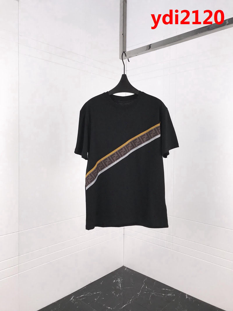 FENDI芬迪 19ss roma系列 定制復古織帶 ins爆款 黑色男短袖 ydi2120