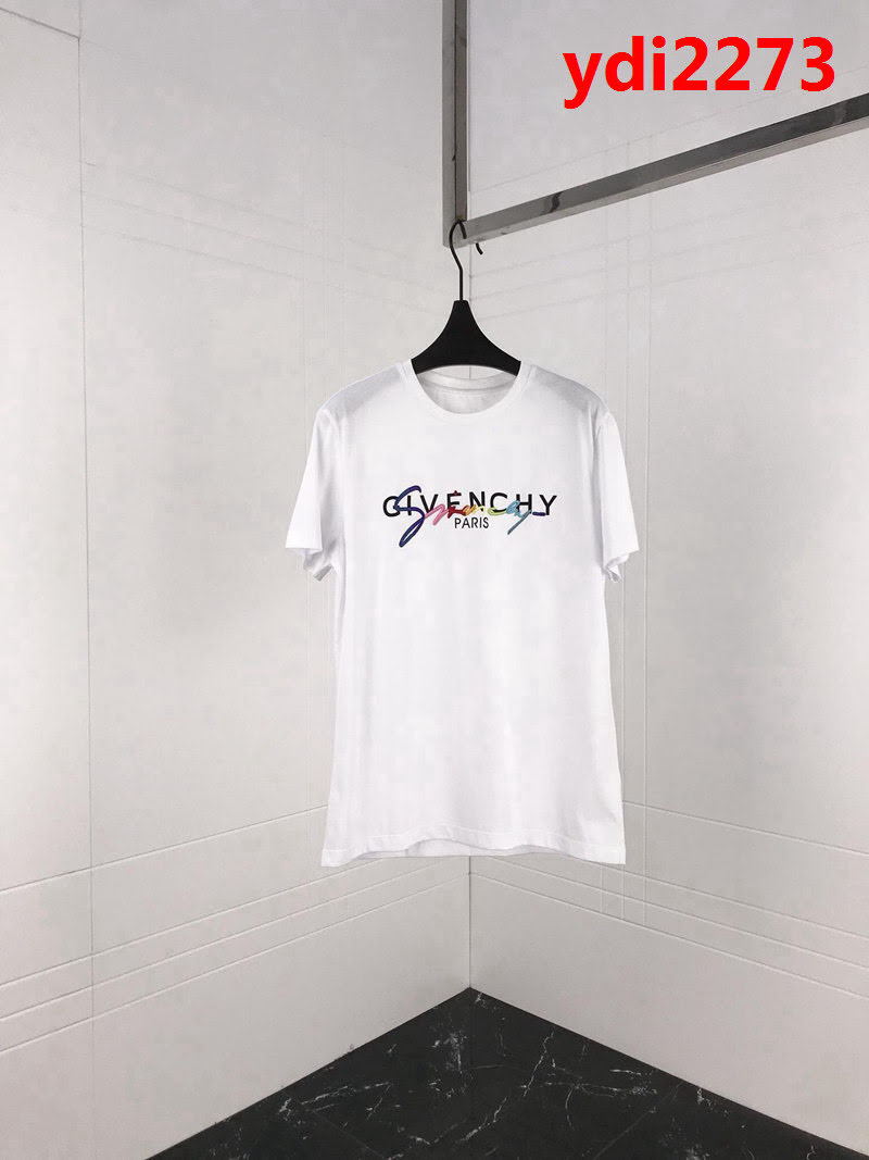 Gvc紀梵希 19ss早春新款 彩色字母刺繡短袖 精密刺繡工藝 定制面料 黑白雙色 男女同款 ydi2273