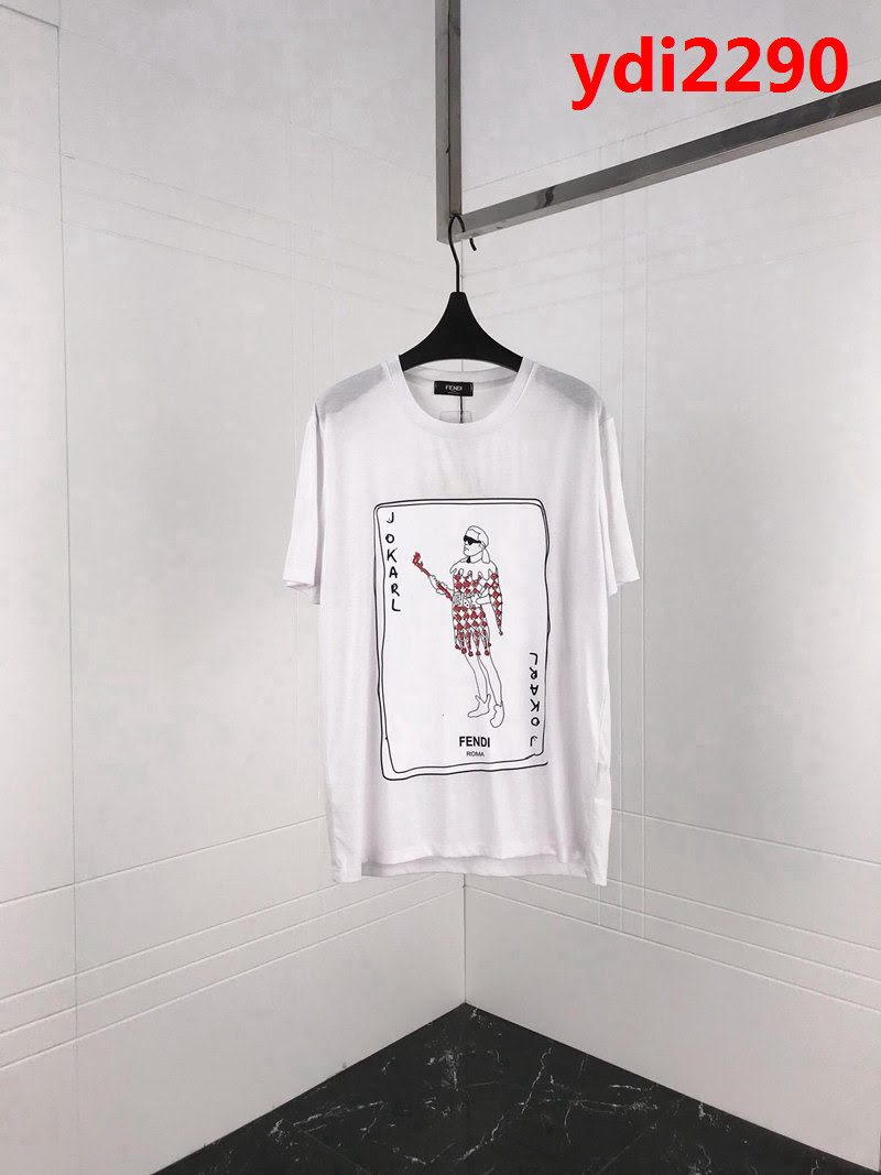 FENDI芬迪 19ss新款短袖 撲克牌老佛爺印花主題 黑色兩色 男女同款 ydi2290