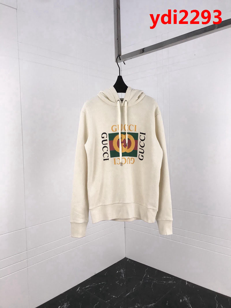 GUCCI古馳 18FW秋冬新款 OS版型 厚毛圈帽衫 做舊雙環G圖案 手工領口破壞 最高版本情侶款 ydi2293