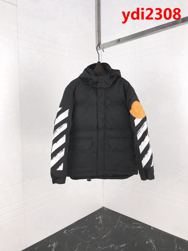 Moncle OFF 2018SS秋冬羽絨服 袖子定制膠板LOGO 數碼直噴斑馬線 內裏90%白鵝絨 高版本情侶款 ydi2308