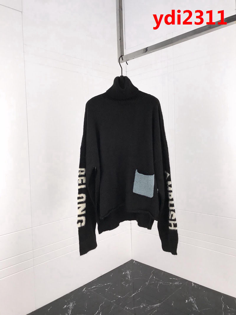 AMBUSH18SS 高領純羊毛毛衣 袖子提花LOGO 前後不規則長短剪裁工藝 原版寬鬆版 高版本情侶款 ydi2311