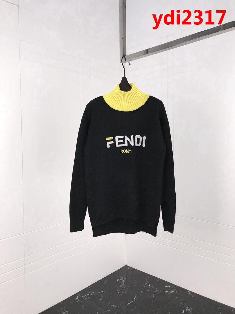 FENDI芬迪 18ss秋冬新款 羊毛混紡 撞色高領毛衣 胸口刺繡新logo 明星同款 寬鬆版型 男女同款 ydi2317