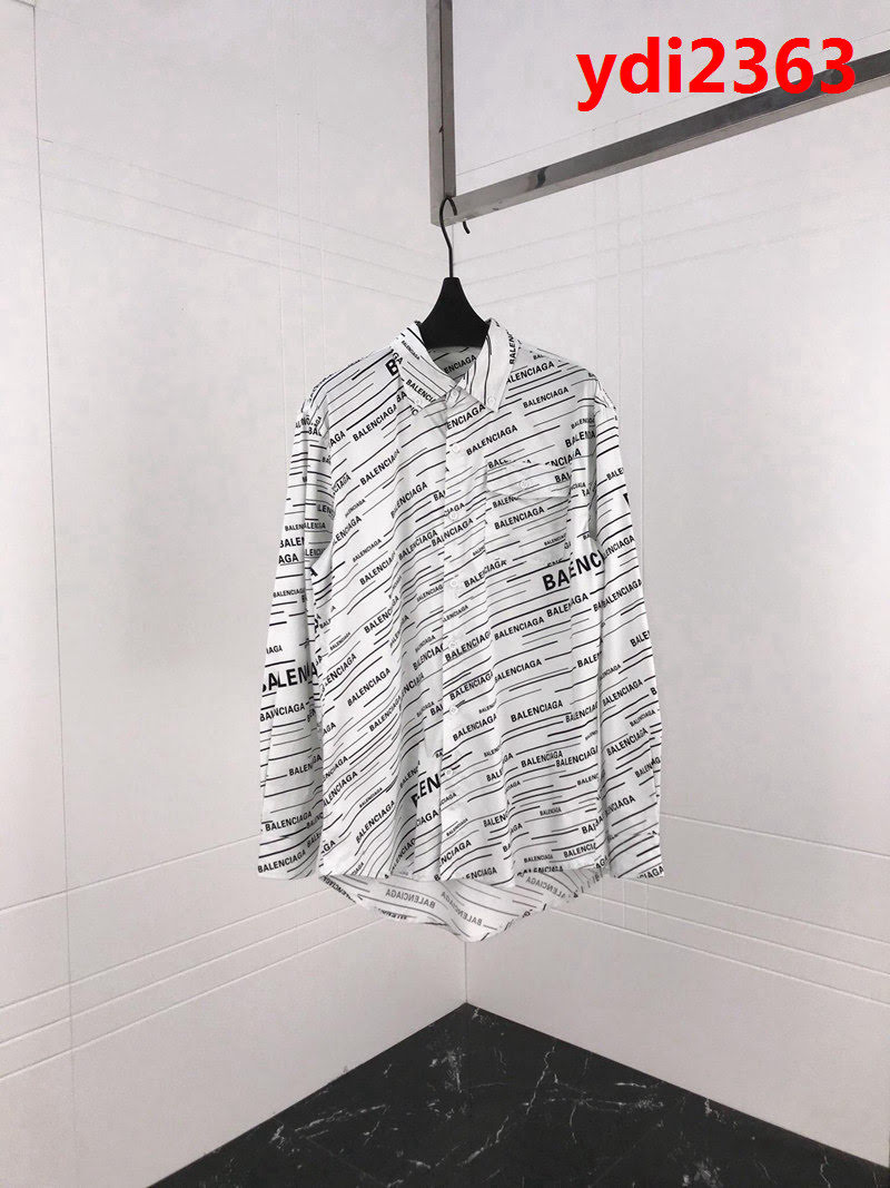 Balenciag@19ss秋冬新款襯衣 全身印花logo 定制絲光混紡面料 高版本情侶款 ydi2363