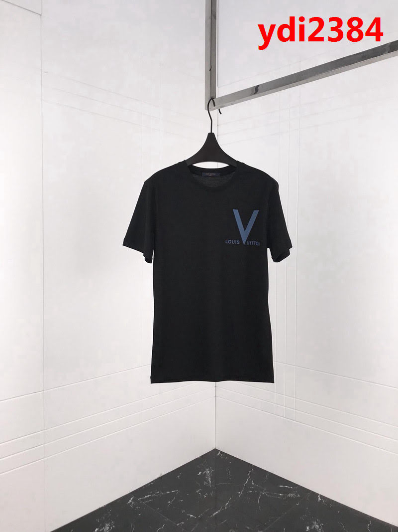 LV路易威登 19ss最新款 前後字母印花 黑色短袖 高版本情侶款 男女同款 ydi2384