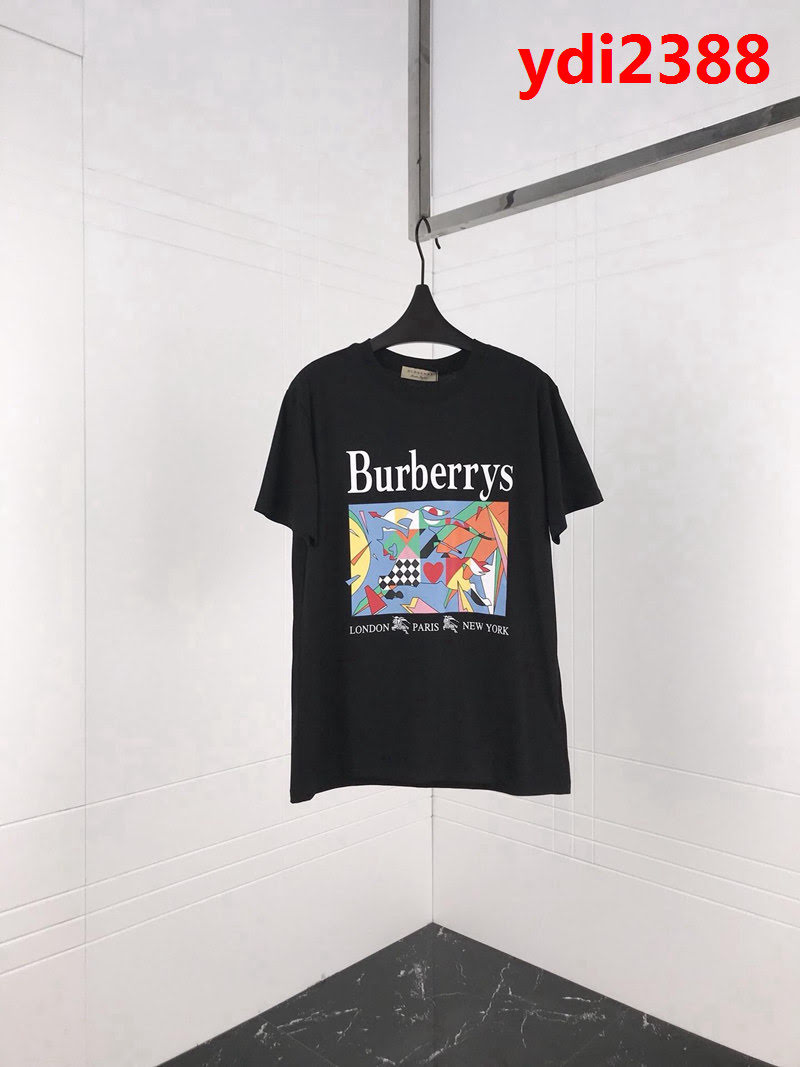 BURBERRY巴寶莉 19ss早春新款 彩色微標騎士戰馬 黑色短袖 定制面料 高版本男女同款 ydi2388