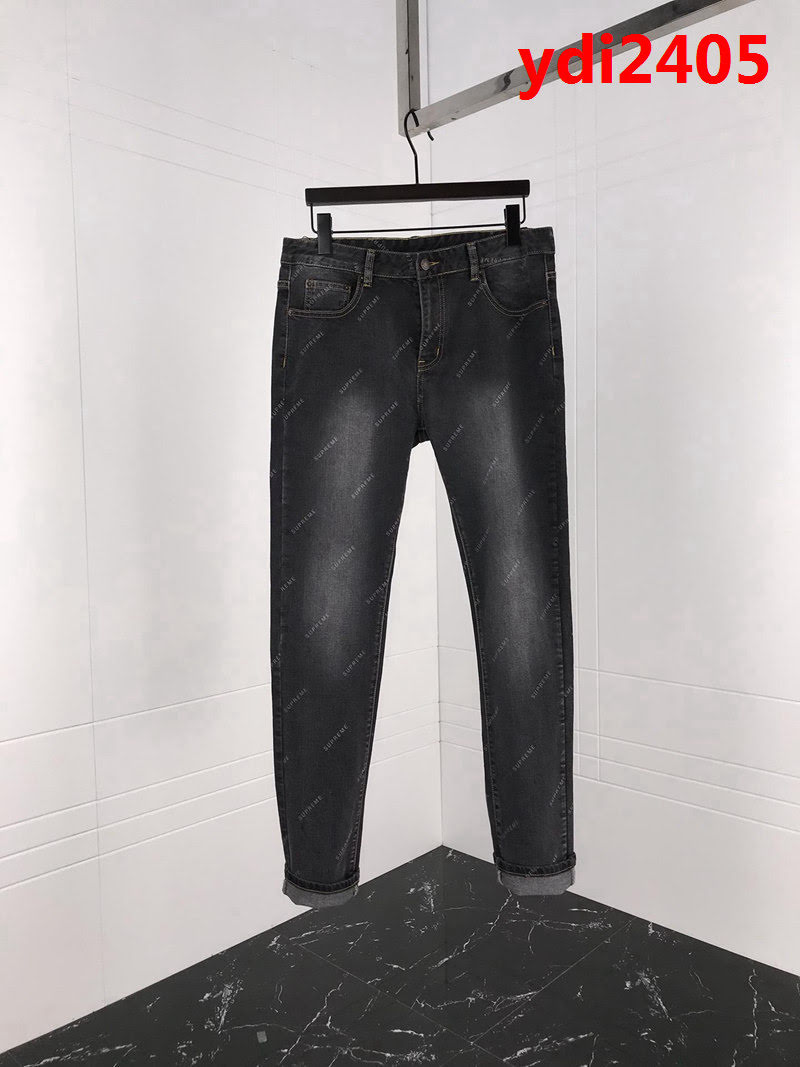 SUPREME 18ss專櫃新款 全身suPreme印花 淺灰色 男款牛仔褲 ydi2405