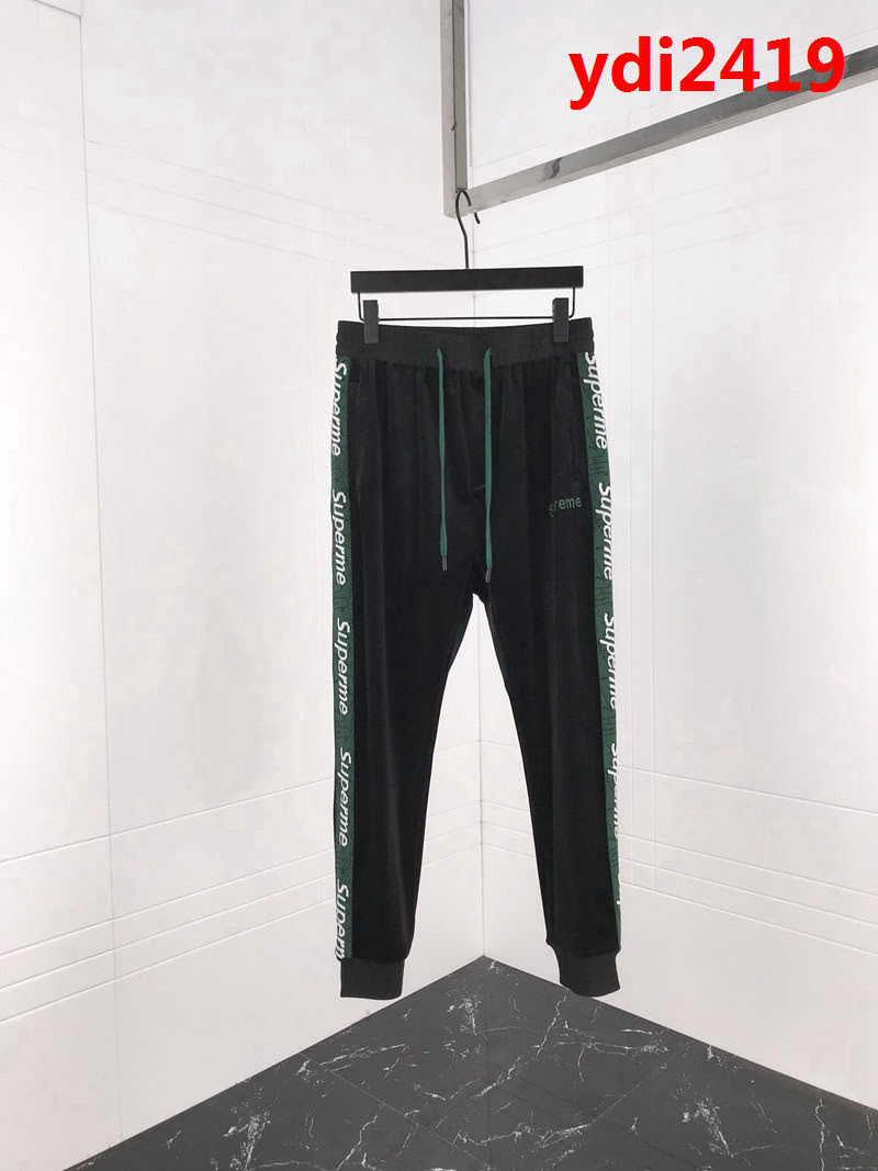 SUPREME 18F/W秋冬新款 小刺繡字母Log 18新款織帶 天鵝絲絨衛褲 ydi2419