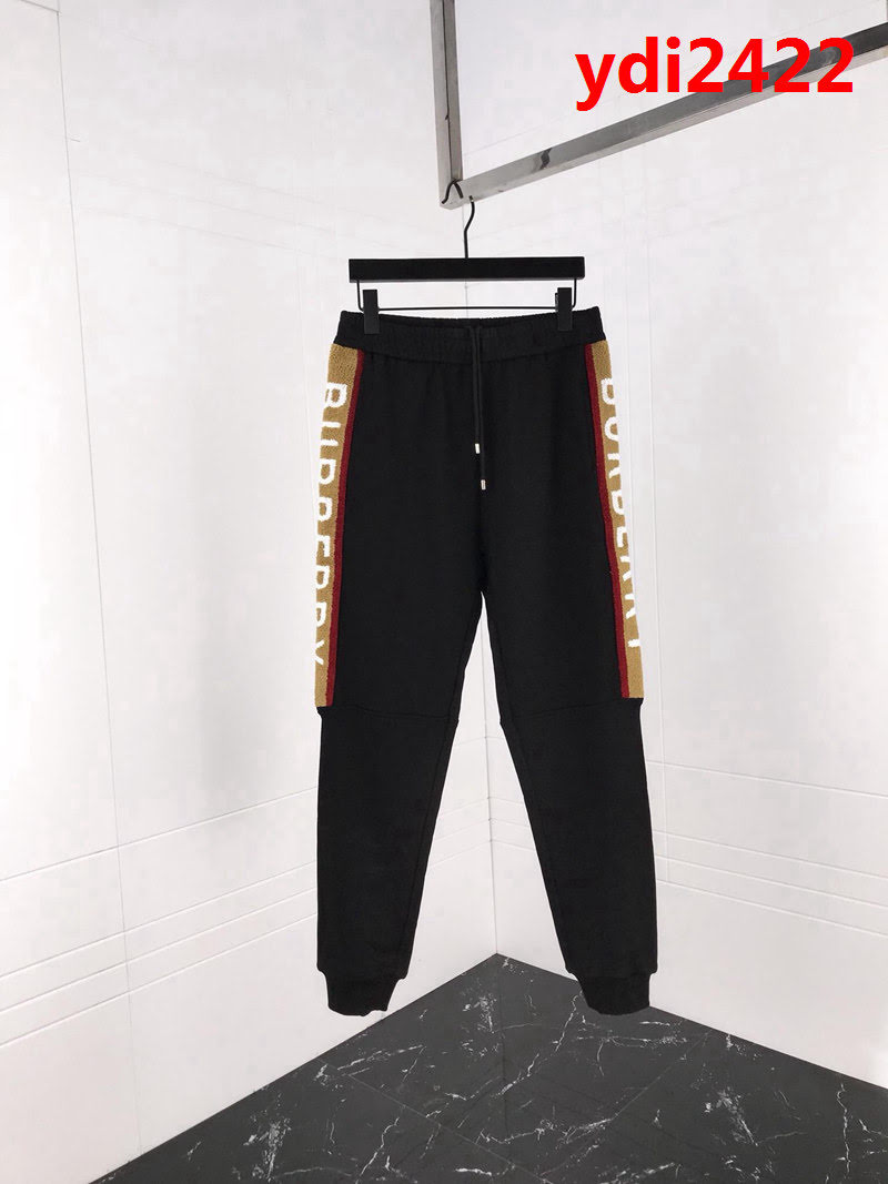 BURBERRY巴寶莉 專櫃同步 2018冬季最新款 褲邊特定LOGO字母織帶拼接 男款加絨休閒褲 ydi2422