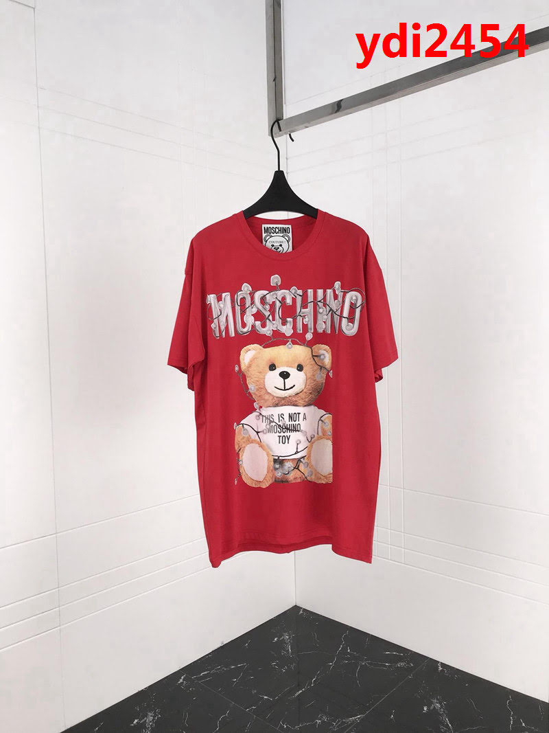 MOSCHIN莫斯奇諾 18ss專櫃最新 聖誕限定款 最新閃粉工藝 男款紅色短袖 ydi2454