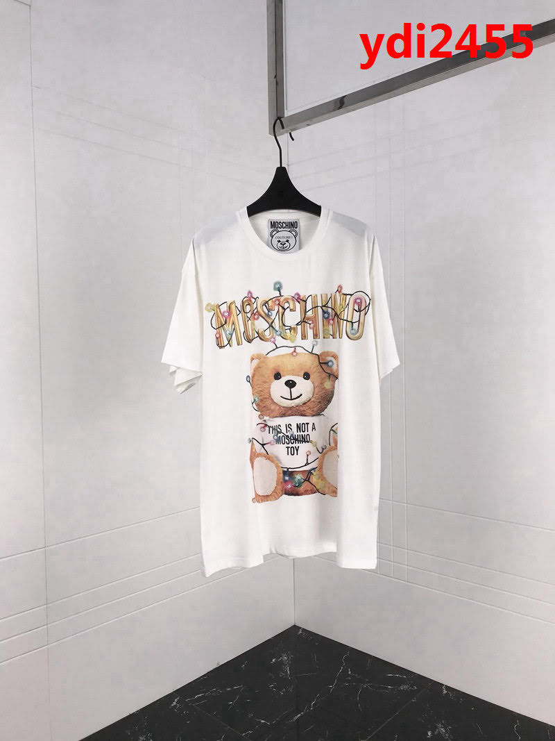 MOSCHIN莫斯奇諾 18ss專櫃最新 聖誕限定款 最新閃粉工藝 男款白色短袖 ydi2455