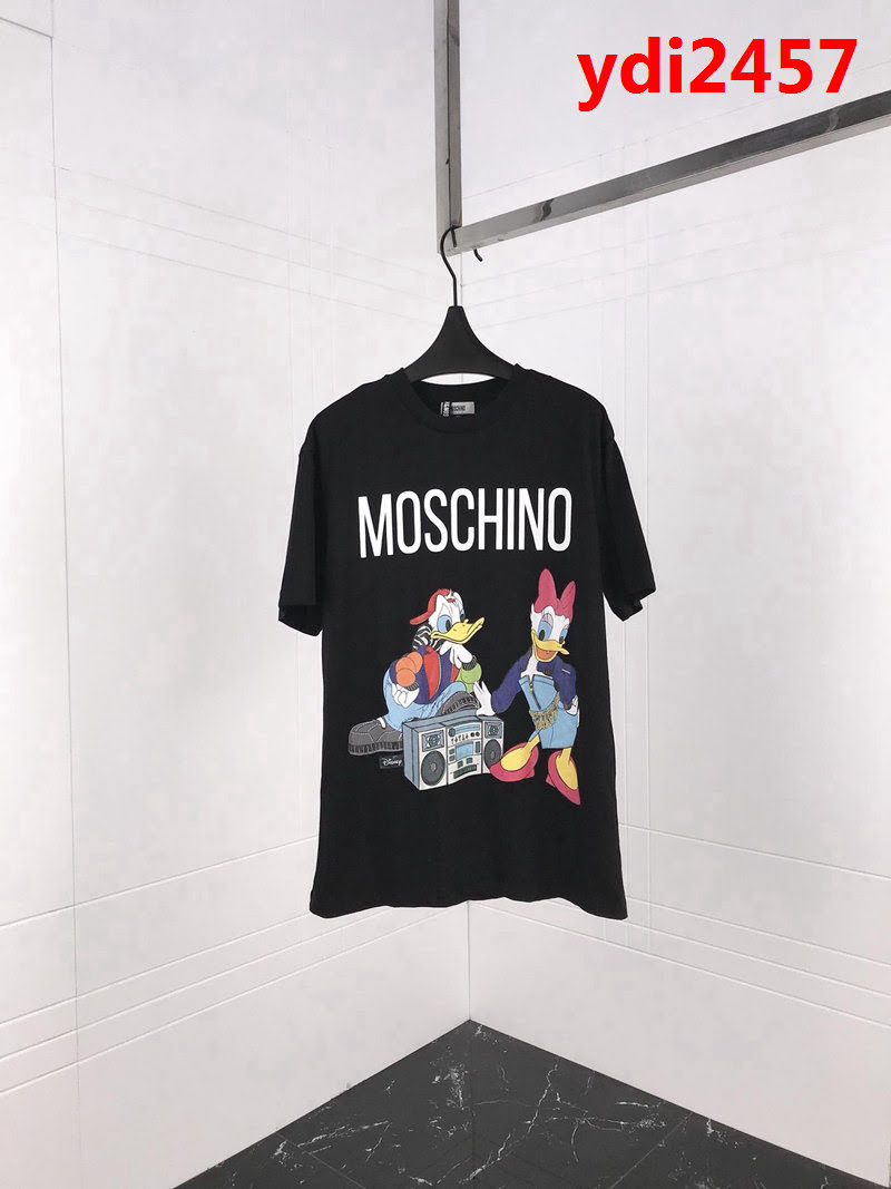 MOSCHIN莫斯奇諾 19ss早春新款短袖 唐老鴨合作系列 趣味可愛唐老鴨印花圖案 定制雙股絲光面料 男女同款 ydi2457