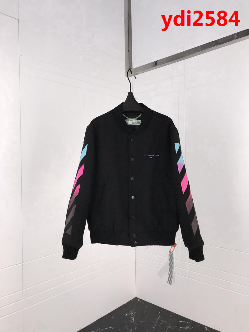 OW18FW 藍紫漸變色 羊毛呢面料 超級厚實 保暖夾克棒球服 開模訂制原版四合扣 修身版型 情侶款 ydi2584