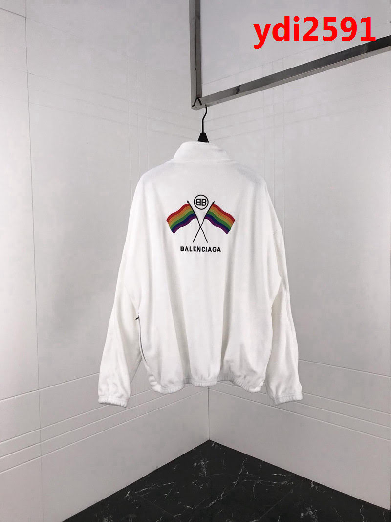 BALENCIAGA巴黎世家 19年新款 背後彩虹國旗 遙粒絨布絨面料 OS寬鬆版 夾克外套衫 男女同款 ydi2591