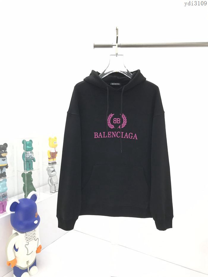 Balenciaga男裝 巴黎世家黑色連帽衛衣 寬鬆版型純棉衛衣 男女同款  ydi3109