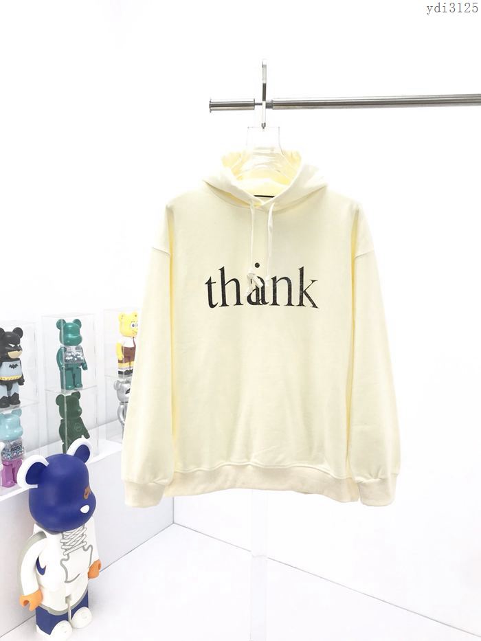 Gucci男裝 古奇2020最新爆款thank印花連帽衛衣 男女同款寬鬆版型 米白色  ydi3125