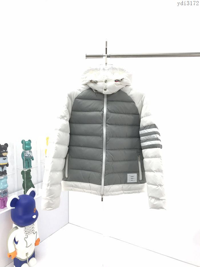 ThomBrowne男裝 TB秋冬新款運動裝 湯姆布朗白灰拼色羽絨服 男女同款  ydi3172