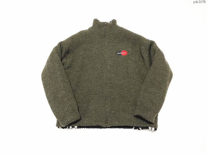 Balenciaga男裝 巴黎世家新款萬事達logo墨綠色夾克 男女雙面毛絨外套  ydi3176