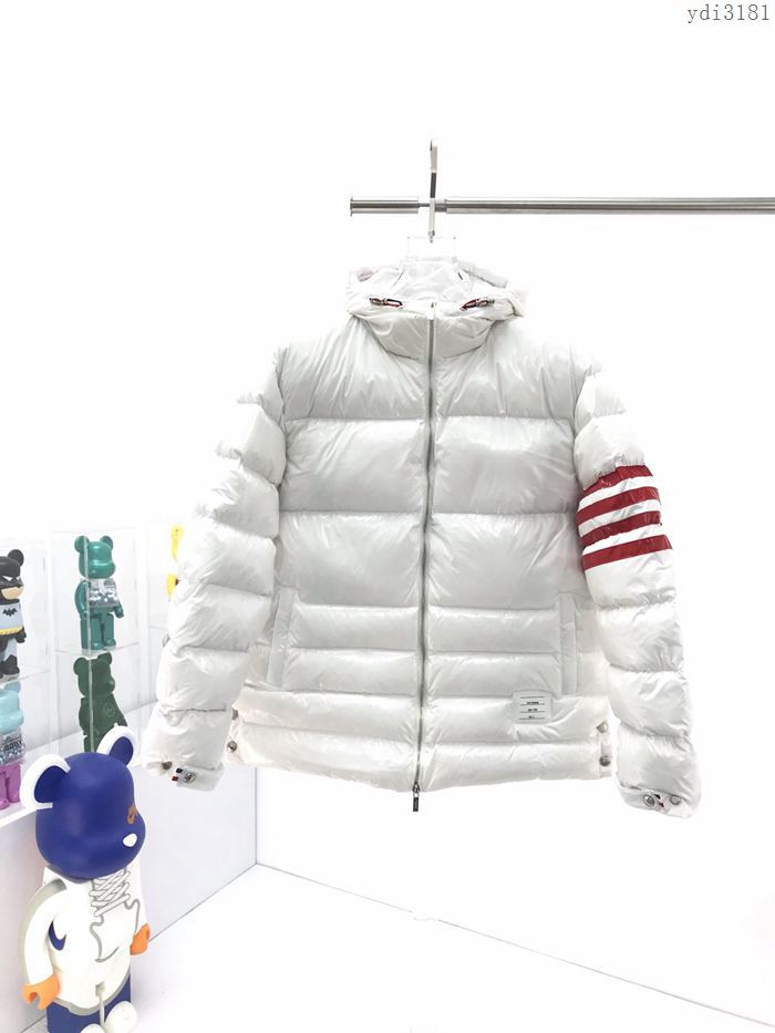 ThomBrowne男裝 TB秋冬新款紅色四杠羽絨連帽外套 高品質白色男女同款  ydi3181
