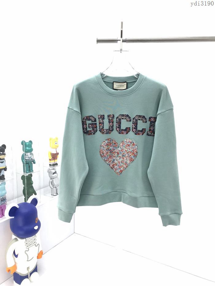 Gucci男裝 古奇2020秋冬新款愛心貼飾衛衣 大毛圈牛肚衛衣 男女同款  ydi3190