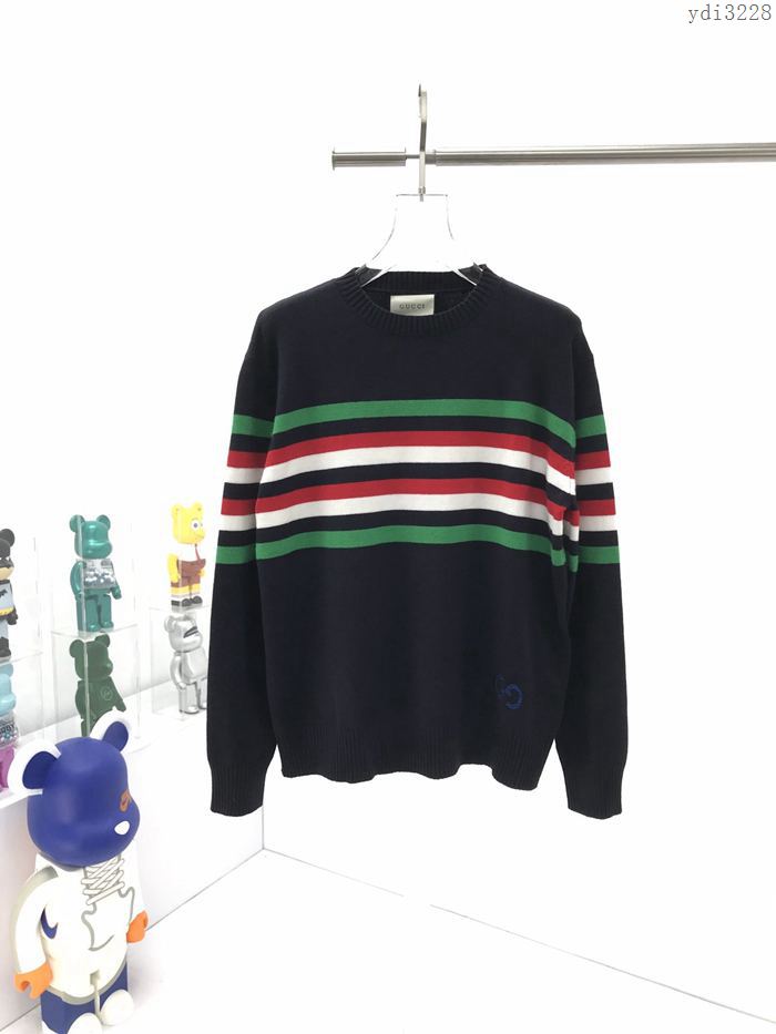 Gucci男裝 古奇2020最新爆款彩色條紋小G刺繡毛衣 男女同款  ydi3228