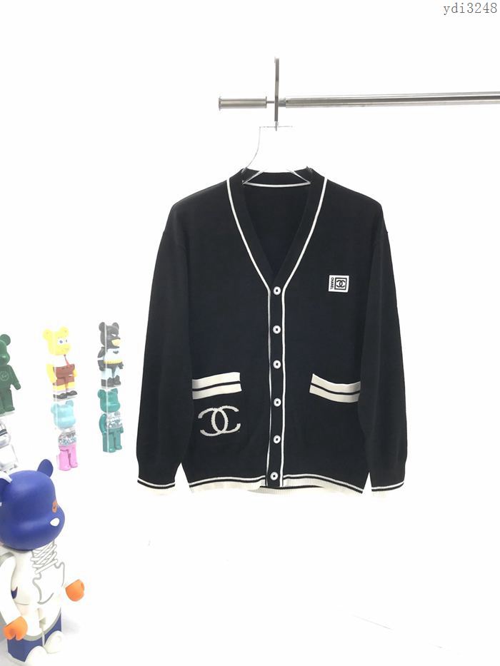 Chanel新款男裝 香奈兒20ss早秋新款V領拼色開衫毛衣 情侶款  ydi3248