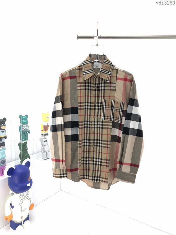 Burberry男裝 巴寶莉新款鑲拼格紋襯衫 男女同款  ydi3280