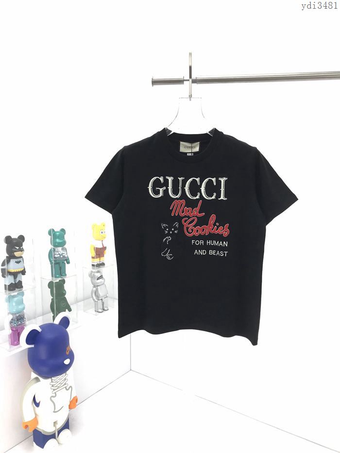 Gucci男裝 古奇2020秋冬新款小黑貓刺繡貼布logo短袖Tee  ydi3481