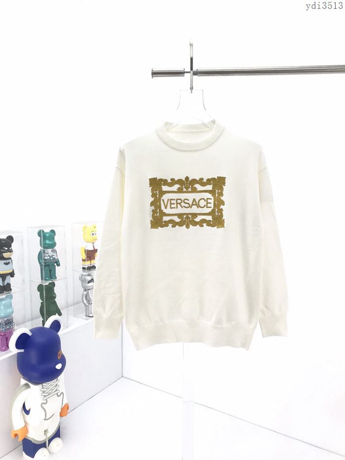 Versace男裝 範思哲20SS秋冬新款刺繡花卉字母針織毛衣  ydi3513