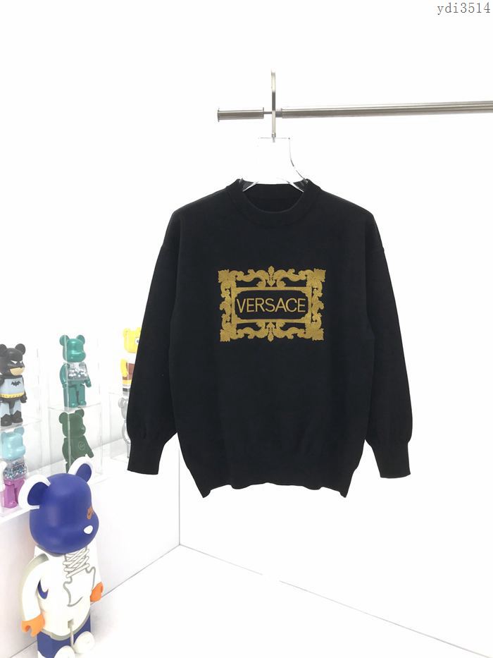 Versace男裝 範思哲20SS秋冬新款刺繡花卉字母針織毛衣  ydi3514