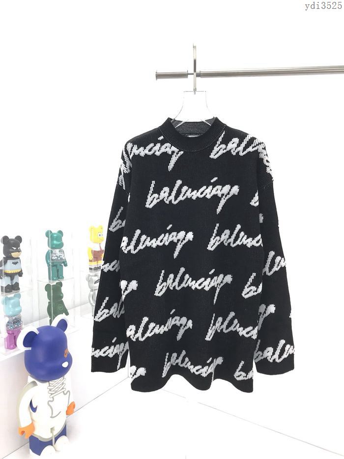 Balenciaga男裝 巴黎世家3D立體緹花字母套頭羊毛毛衣  ydi3525