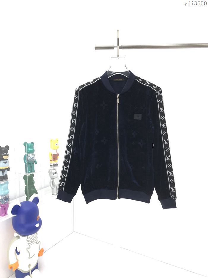 LV男裝 2020秋冬新款拉鏈外套 LV老花絲絨面料男士外套  ydi3550