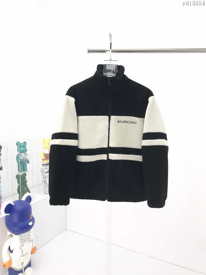 Balenciaga男裝 巴黎世家2020秋冬新款黑白拼色絨外套 男女同款  ydi3554