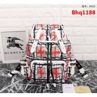 BURBERRY巴寶莉 The Rucksack印花帆布拼皮革 軍旅背包 時尚雙肩包 Burberry字母印花徽標 39622  Bhq1188