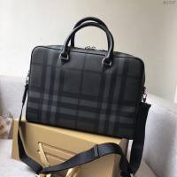 Burberry專櫃新款男包 巴寶莉原廠PVC格紋男士公事包手提電腦包  db1047