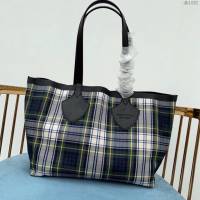 Burberry專櫃新款女包 巴寶莉雙面兩用The Giant-Canvas格紋拼皮革吉安特包/購物包  db1081