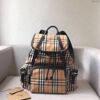 Burberry專櫃新款雙肩包 巴寶莉Vintage格紋棉質大格子雙肩後背包  db1092