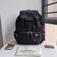 Burberry專櫃新款雙肩包 巴寶莉黑色帆布軍旅背包  db1204