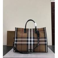 Burberry專櫃新款包包 巴寶莉棉質格子風格托特包手提包 貝爾特包  db1227