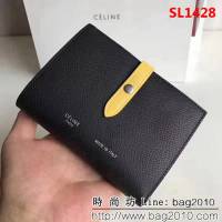 CELINE賽琳原單 專櫃款 手掌紋牛皮小號搭扣拼色錢夾 0146 SL1428