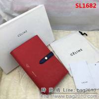 CELINE賽琳原單 專櫃 手掌紋牛皮搭扣拼色錢夾 4148 SL1682