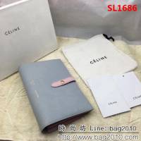 CELINE賽琳原單 專櫃 手掌紋牛皮搭扣拼色錢夾 4148 SL1686